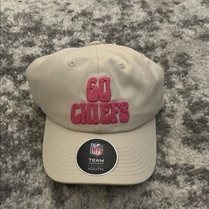 NFL Kids KC Chiefs Beige Cap with Pink Embroidery
